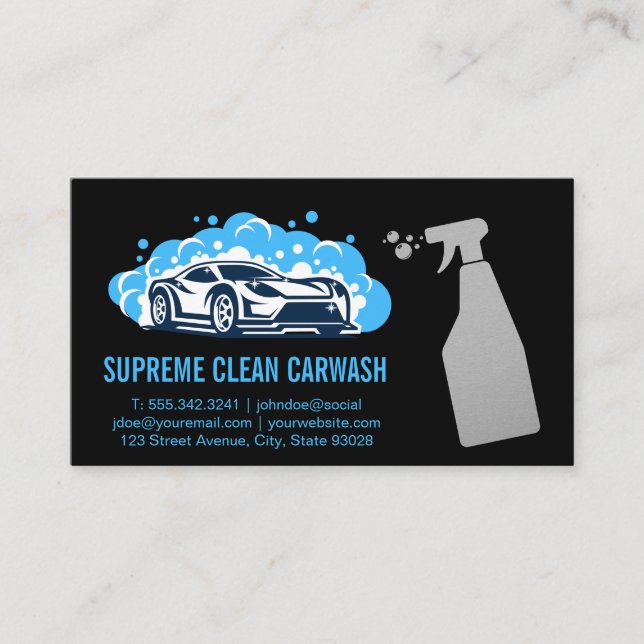 Reinigungstauchflasche | Carwash-Logo-Visitenkarte Visitenkarte (Vorderseite)