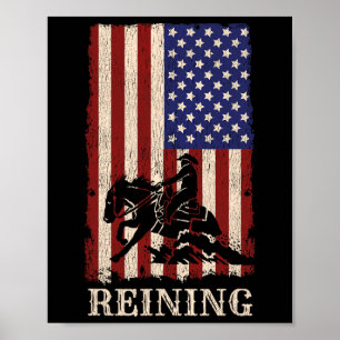Reining Horse 4. Juli Flag Funny Reittier Geschenk Poster
