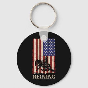 Reining Horse 4. Juli Flag Funny Reittier Geschenk Schlüsselanhänger