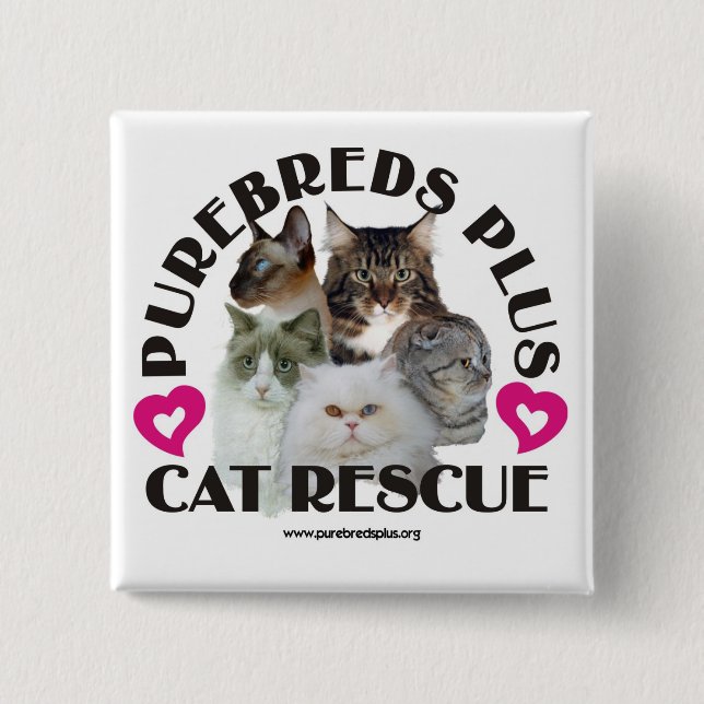 Reinrassiges Tier plus Katzen-Rettungs-Knopf Button (Vorderseite)