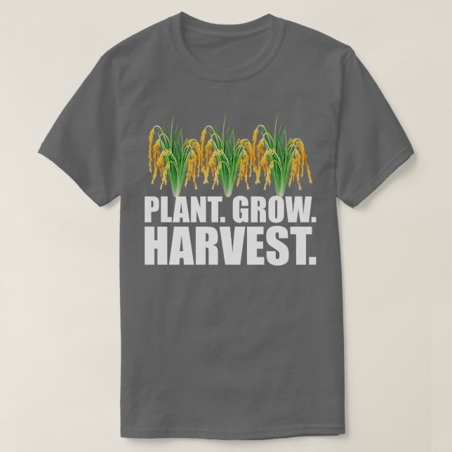 Reis Bauer Pflanze wachsen Ernte w T-Shirt (Design vorne)