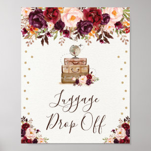 Reise-Abenteuer-Gepäckaufgabe Vintage-Blumenmuster Poster