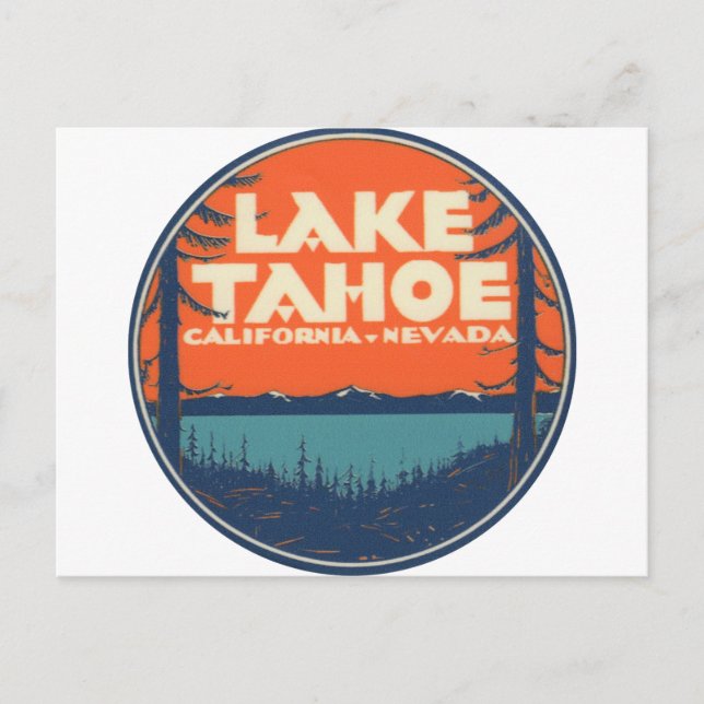 Reise-Abziehbild-Entwurf Lake Tahoe Vintager Postkarte (Vorderseite)