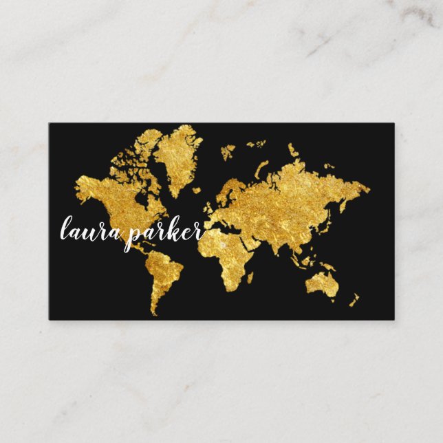 Reise-Agent-Imitat-Goldweltkarten-Bestimmungsort Visitenkarte (Vorderseite)
