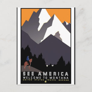 Reise Amerika Druck Retro Vintage Reise Postkarte