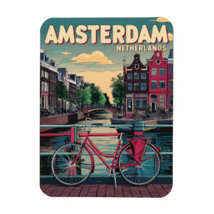 Reise Amsterdam Holland Fahrräder Vintage-Geschenk Magnet