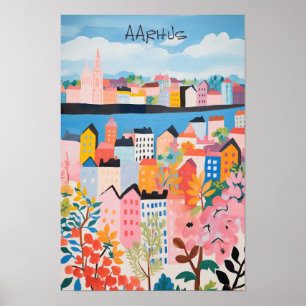 Reise-Ästhetik-Malerei Stadt Aarhus Dänemark Poster