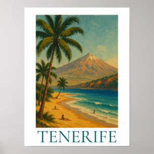 Reise auf die Kanarische Insel Teneriffa Strand Pl Poster