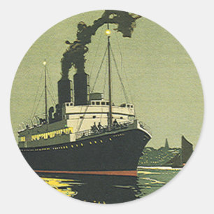 Reise auf einem Kreuzfahrtschiff im Hafen Runder Aufkleber