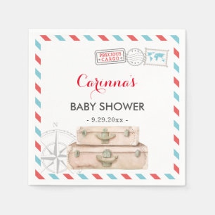Reise-Babyparty-Tabellen-Dekor-rotes blaues Papier Serviette