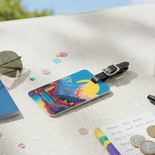 Reise Berg Sonnenuntergang Retro Farbige Gepäckanhänger