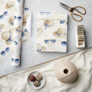 Reise Blaue Sonnenbrillen Schleifen Creme Hüte Geb Geschenkpapier