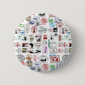 Reise-Briefmarken-Muster Button