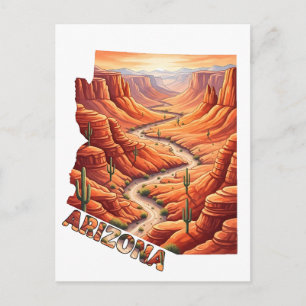 Reise-Canyon in Form des Bundesstaates Arizona im  Postkarte
