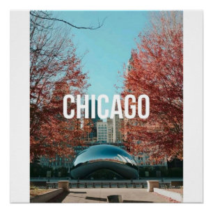 Reise Chicago Cloud Gate Bean Herbst Skyline Poster