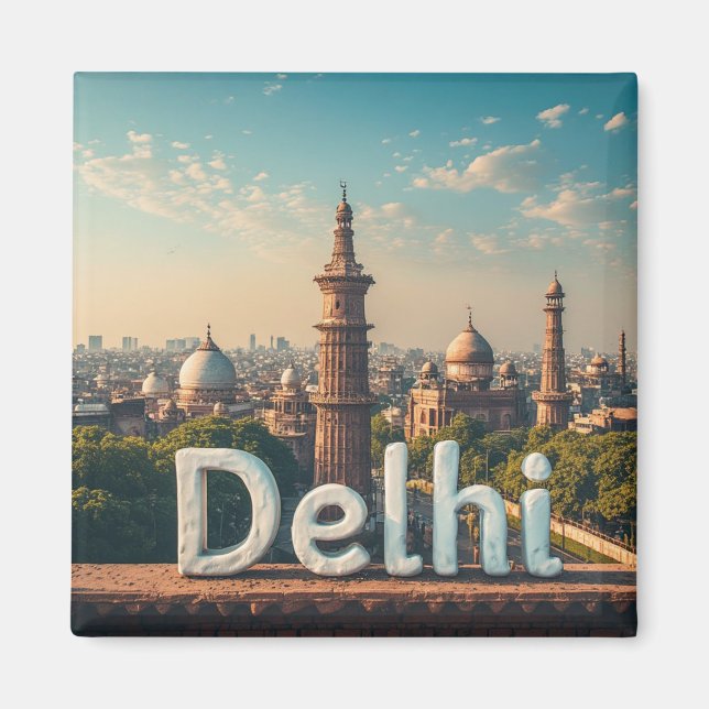 Reise Delhi Indien Design 🗺️ Magnet (Vorne)