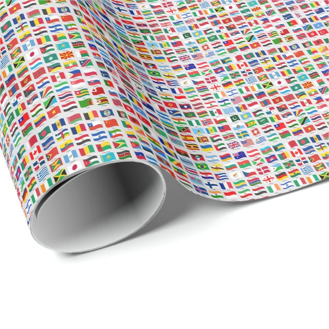 Reise Design Flaggen der Welt Geschenkpapier (Rolleneckpunkt)