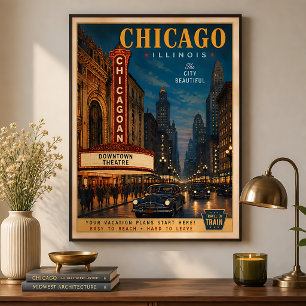 Reise durch das historische Theaterdistrikt von Ch Poster