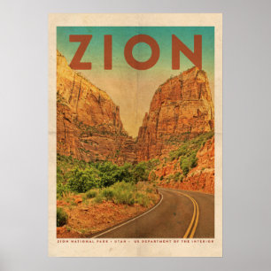 Reise durch den Zion-Nationalpark in Utah im Vinta Poster