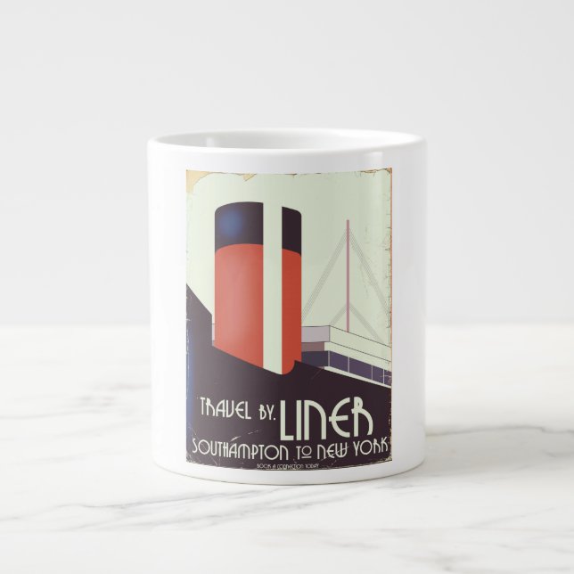 Reise durch Liner - Vintage Reiseplakat Jumbo-Tasse (Vorderseite)