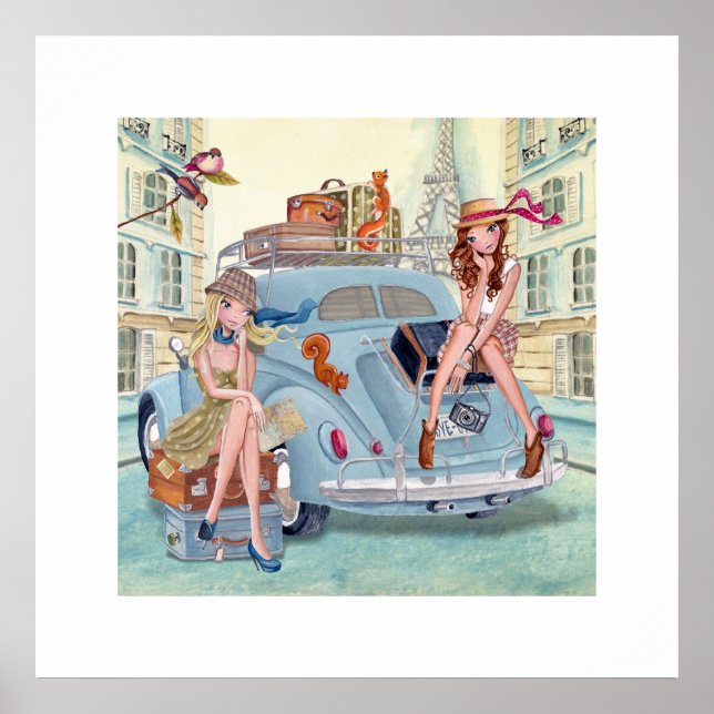 Reise durch Paris Mädchen Poster (Vorne)