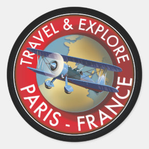 Reise & Erkunde Paris Frankreich Logo Runder Aufkleber
