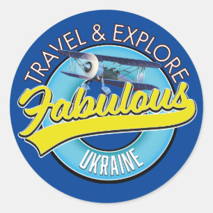 Reise erkunden Sie das fabelhafte Ukraine-Logo Runder Aufkleber