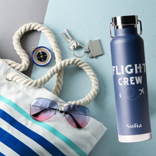 Reise Flugpersonal Flugzeug Fliegen Hübsch Blau Trinkflasche