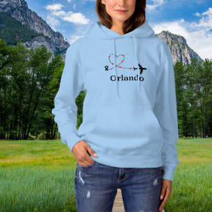 Reise Flugzeug & Herz Benutzerdefinierter Standort Hoodie