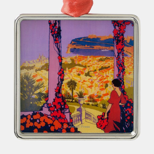 Reise-förderndes Plakat Silbernes Ornament (Vorne)