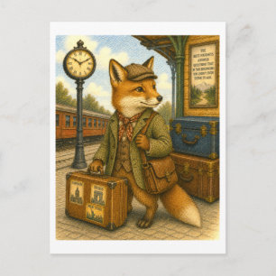 Reise-Fuchs-Illustration Postkarte