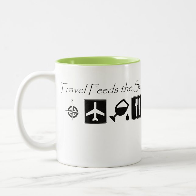 Reise füttert das Soul - Kaffee-Tasse Zweifarbige Tasse (Links)