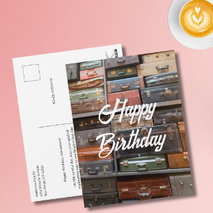 Reise Geburtstag Vintage Koffer Foto Cool Retro Postkarte