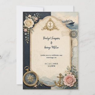 Reise-Hochzeit-Rosige Karte Vintage Reisepass