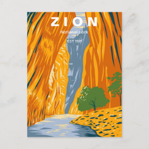 Reise im Retro-Stil zum ZION Nationalpark Utah Postkarte