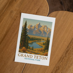 Reise im Stil der alten Grand Teton National Park Postkarte