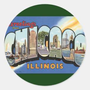 Reise im Stil der Vergangenheit, Grüße aus Chicago Runder Aufkleber