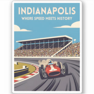 Reise im Stil der Vergangenheit Indianapolis India Aufkleber