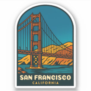 Reise im Stil der Vergangenheit San Francisco Gold Aufkleber