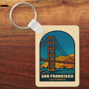 Reise im Stil der Vergangenheit San Francisco Gold Schlüsselanhänger