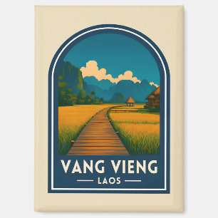 Reise im Stil der Vergangenheit Vang Vieng Laos Re Magnet