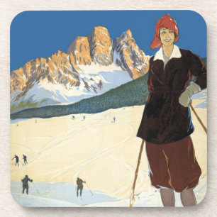 Reise im Stil vergangener Zeiten Cortina d'Ampezzo Getränkeuntersetzer