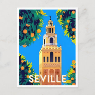 Reise im Stil vergangener Zeiten nach Sevilla Span Postkarte