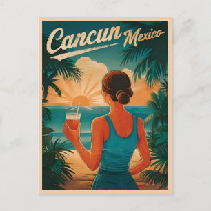 Reise im Vintage-Stil Cancun Mexico Meerblick Retr Postkarte