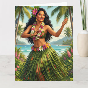 Reise im Vintage-Stil Hawaiian Hula Girl Karte