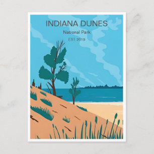 Reise im Vintage-Stil Indiana Dunes National Park Postkarte