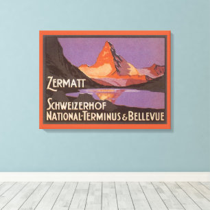 Reise im Vintage-Stil, Matterhorn in der Schweiz Leinwanddruck