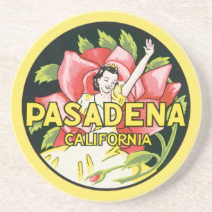 Reise im Vintage-Stil, Pasadena Kalifornien, Dame  Sandstein Untersetzer