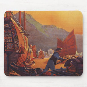 Reise in alten Zeiten, Flugzeug über Dschunken in  Mousepad