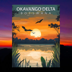Reise in das Okavango-Delta Botswana Vintage Postkarte